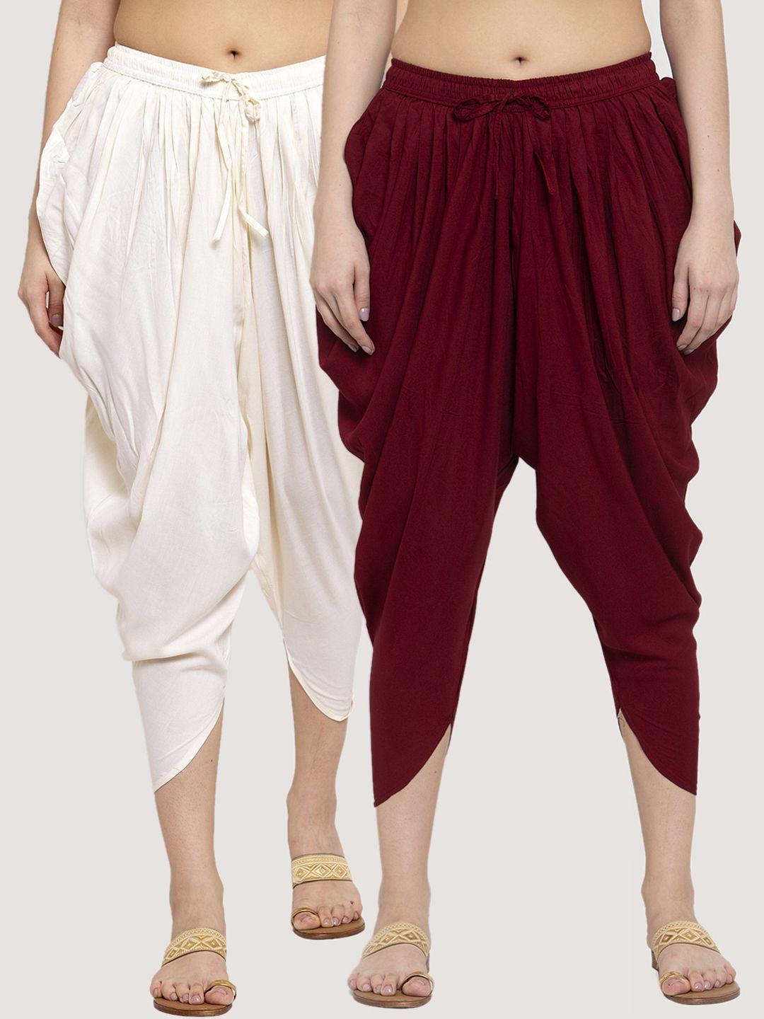 miaz lifestyle women pack of 2 solid dhoti salwar