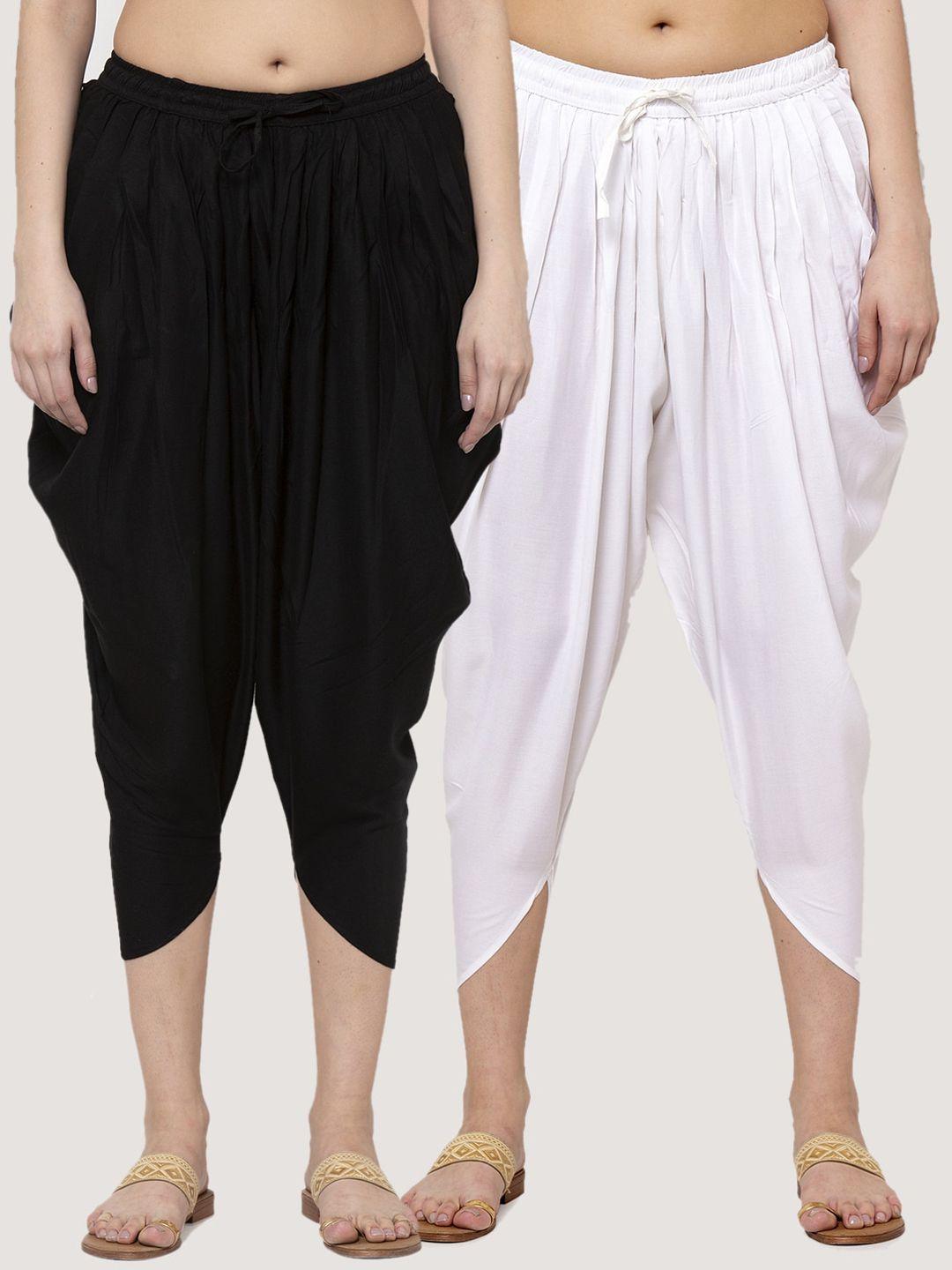 miaz lifestyle women pack of 2 solid dhoti salwars