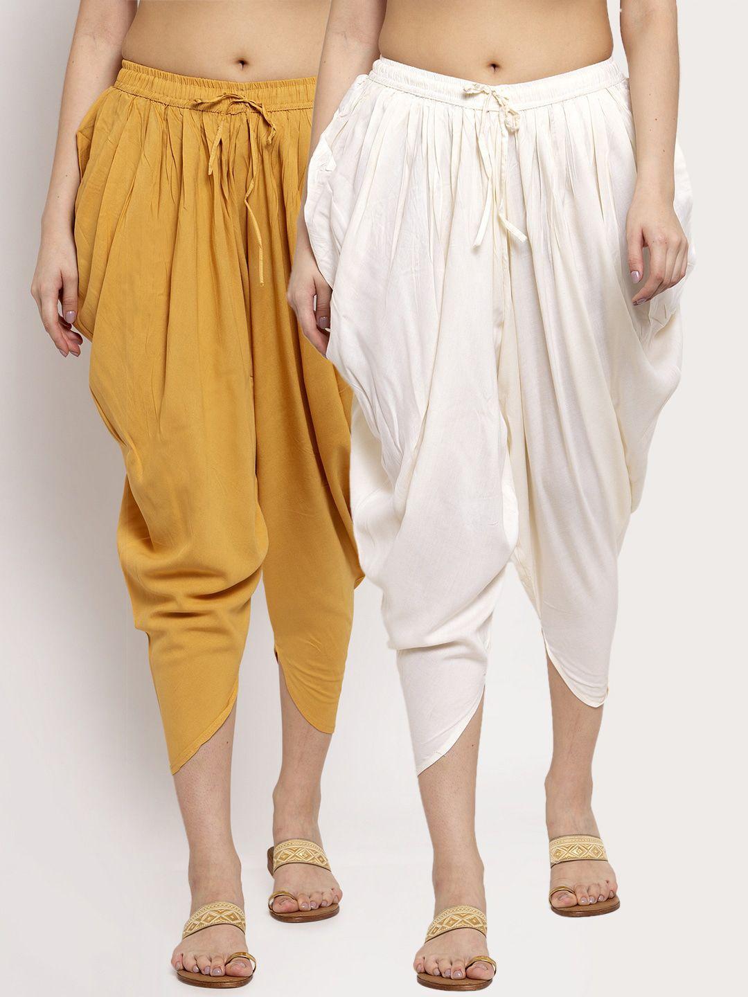 miaz lifestyle women pack of 2 solid loose-fit dhoti salwars