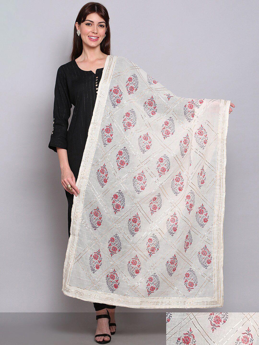 miaz lifestyle women pack of 2 white woven design cotton dupatta