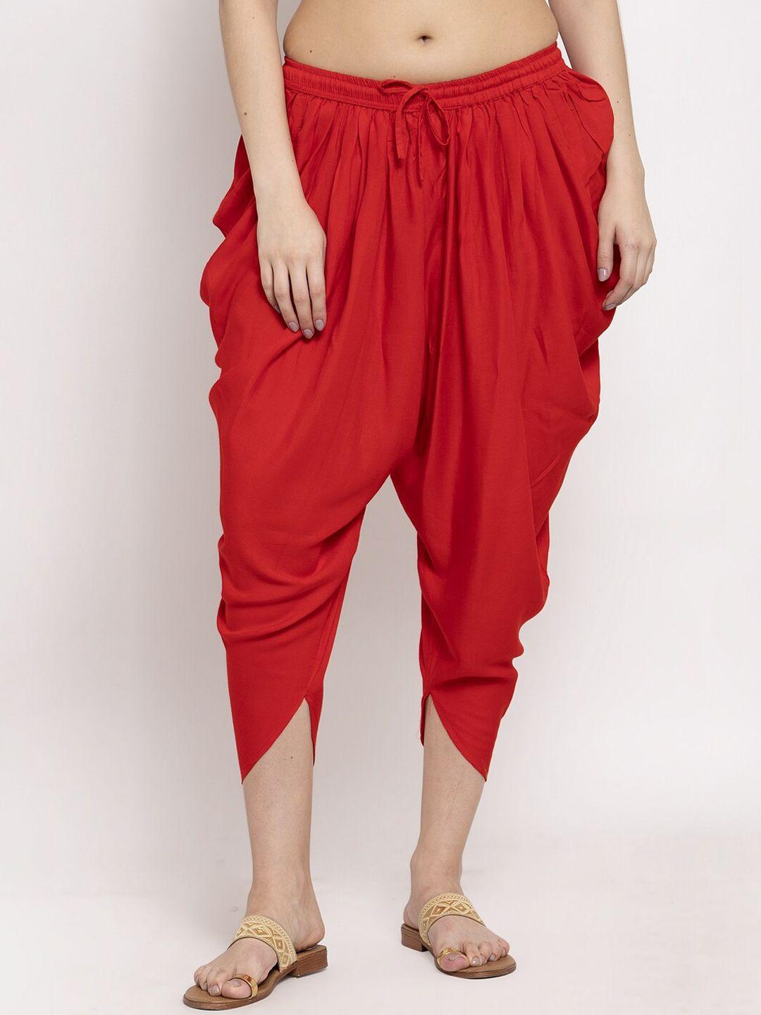 miaz lifestyle women red solid dhoti salwar