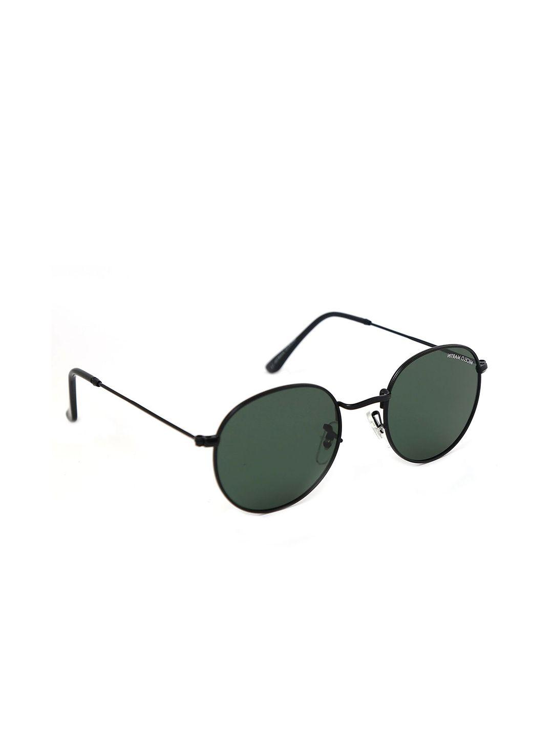 micelo martin unisex green lens & black round sunglasses with uv protected lens mm1004 c2