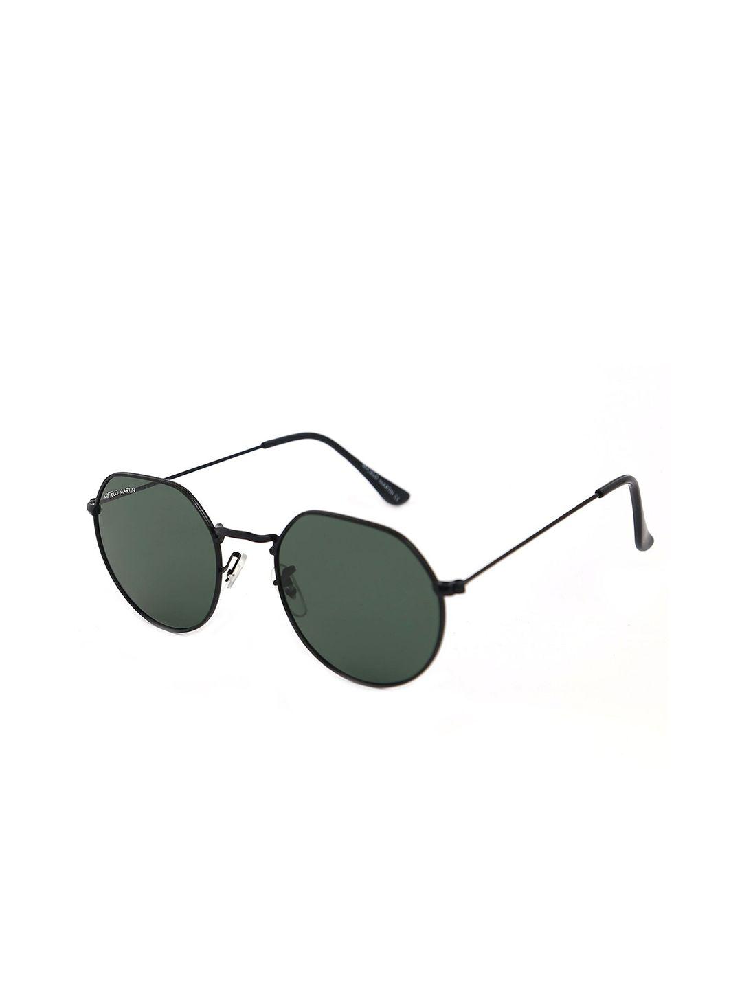 micelo martin unisex green lens & black round sunglasses with uv protected lens
