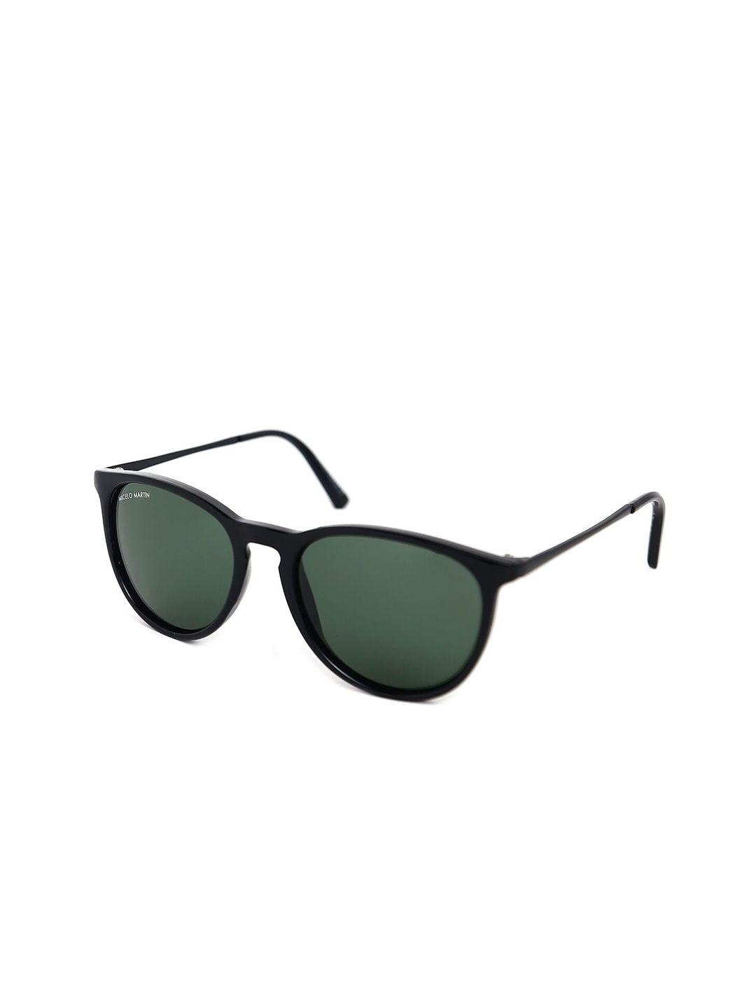 micelo martin unisex green lens & black round sunglasses with uv protected lens