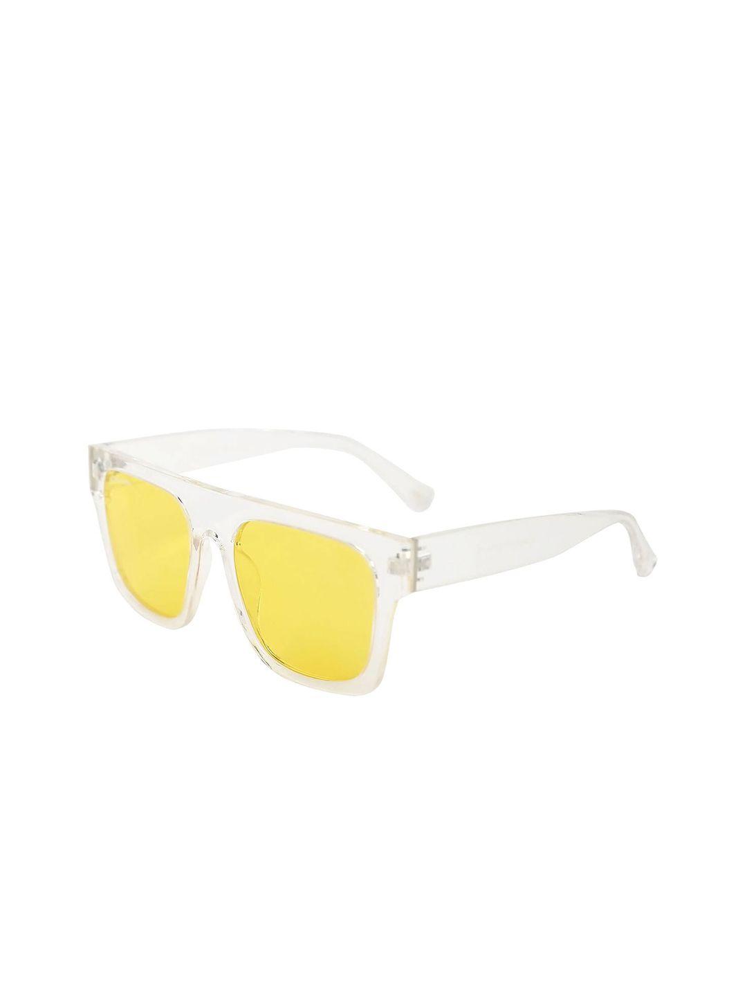 micelo martin men yellow lens & white square sunglasses with uv protected lens