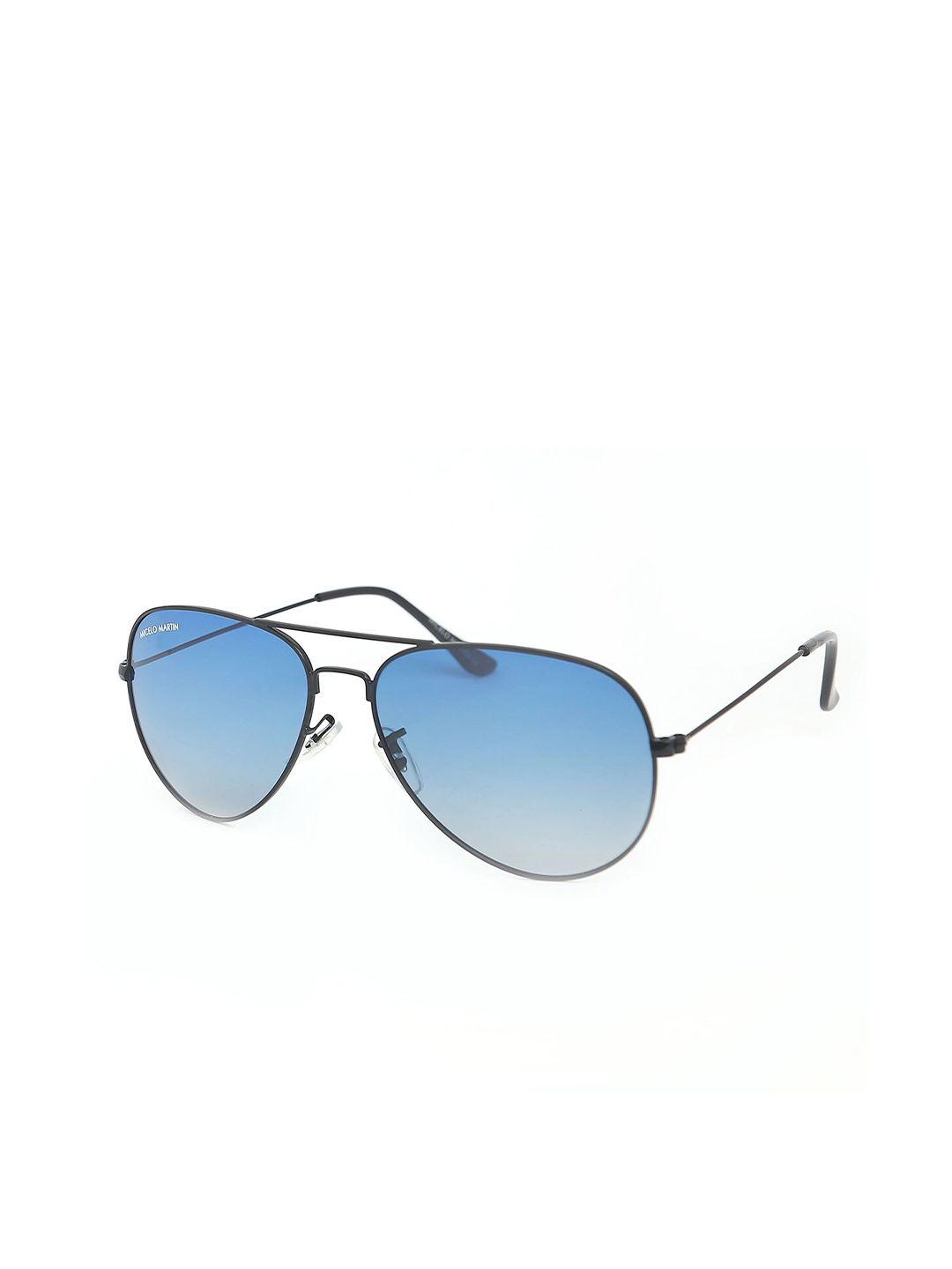 micelo martin unisex blue lens & black aviator sunglasses with uv protected lens mm1001 c5