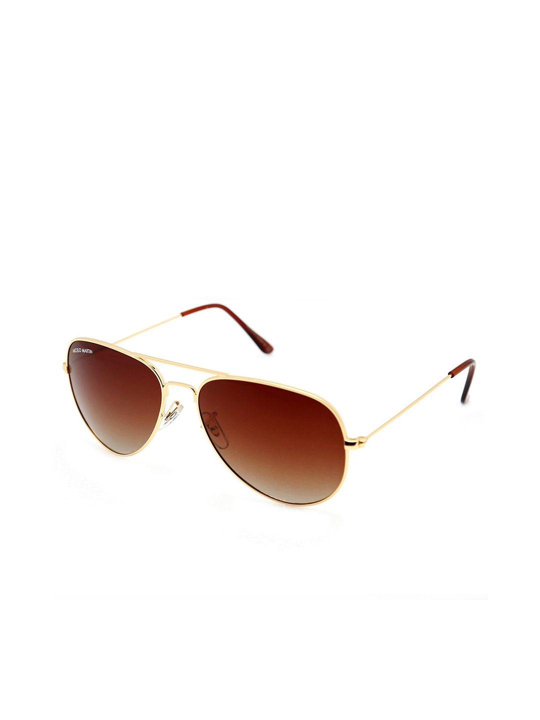 micelo martin unisex brown lens & gold-toned uv protected aviator sunglasses mm1001 c3