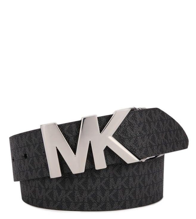michael kors black logo leather reversible belt