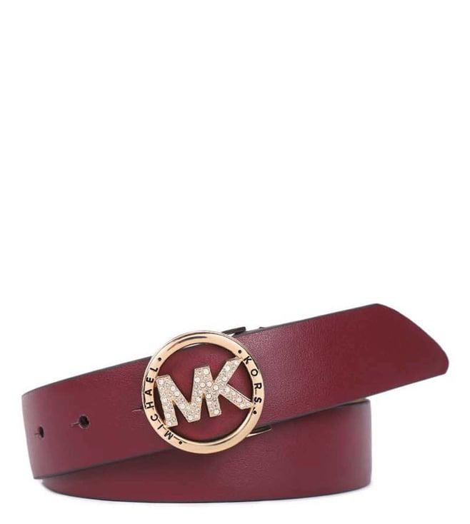 michael kors dark berry & gold leather waist belt