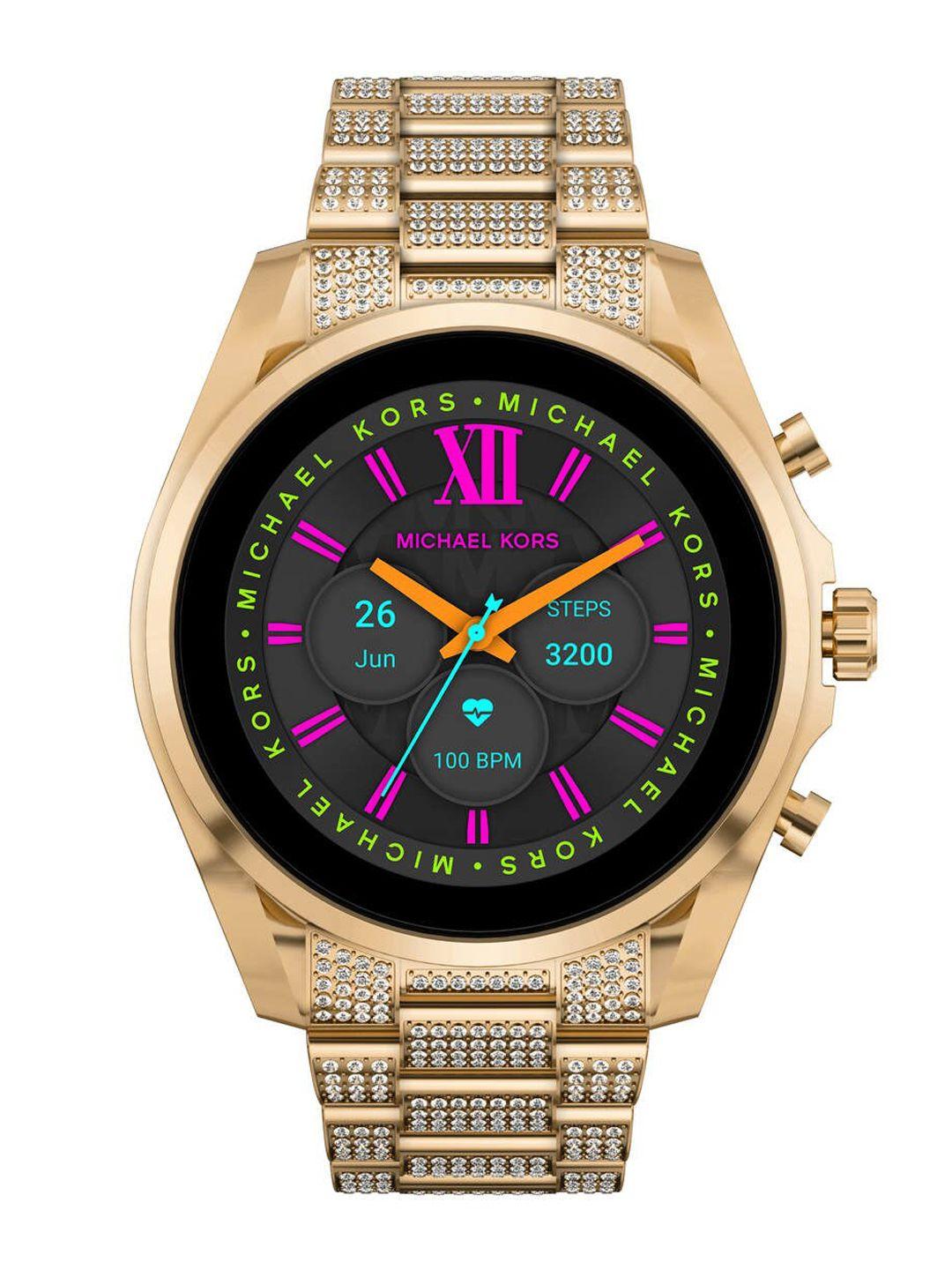 michael kors women gold-toned & black gen 6 bradshaw smartwatch mkt5136