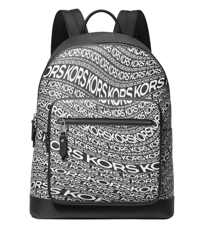 michael kors black & white hudson printed large backpack