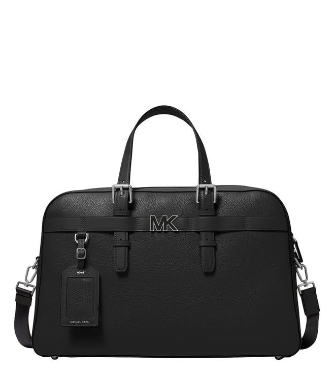 michael kors black bryant leather large duffle bag