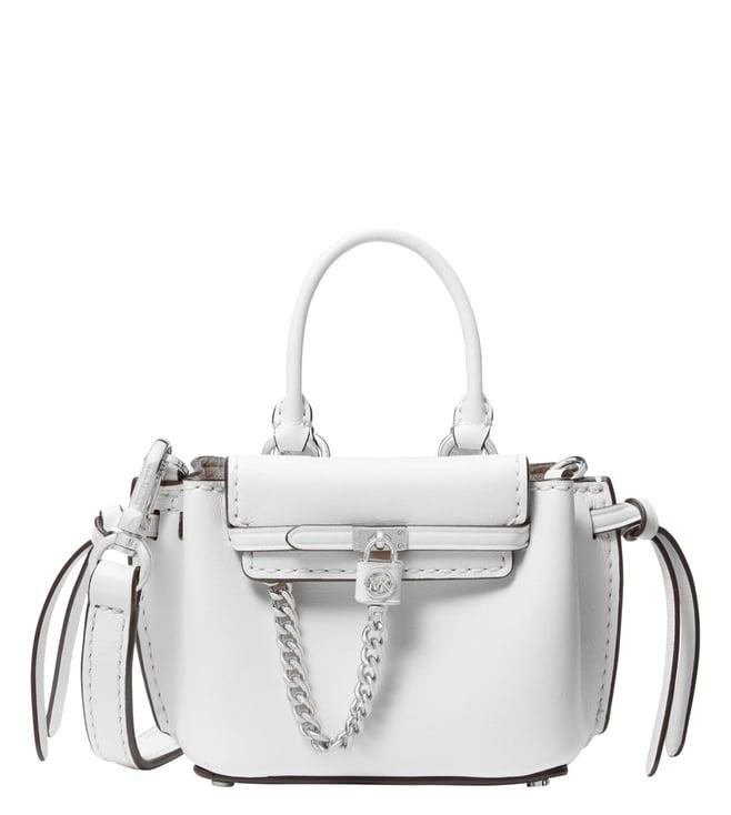 michael kors optic white hamilton legacy leather small satchel