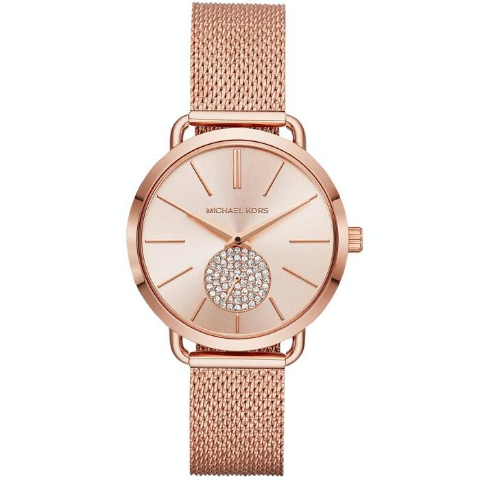 michael kors portia rose gold watch mk3845