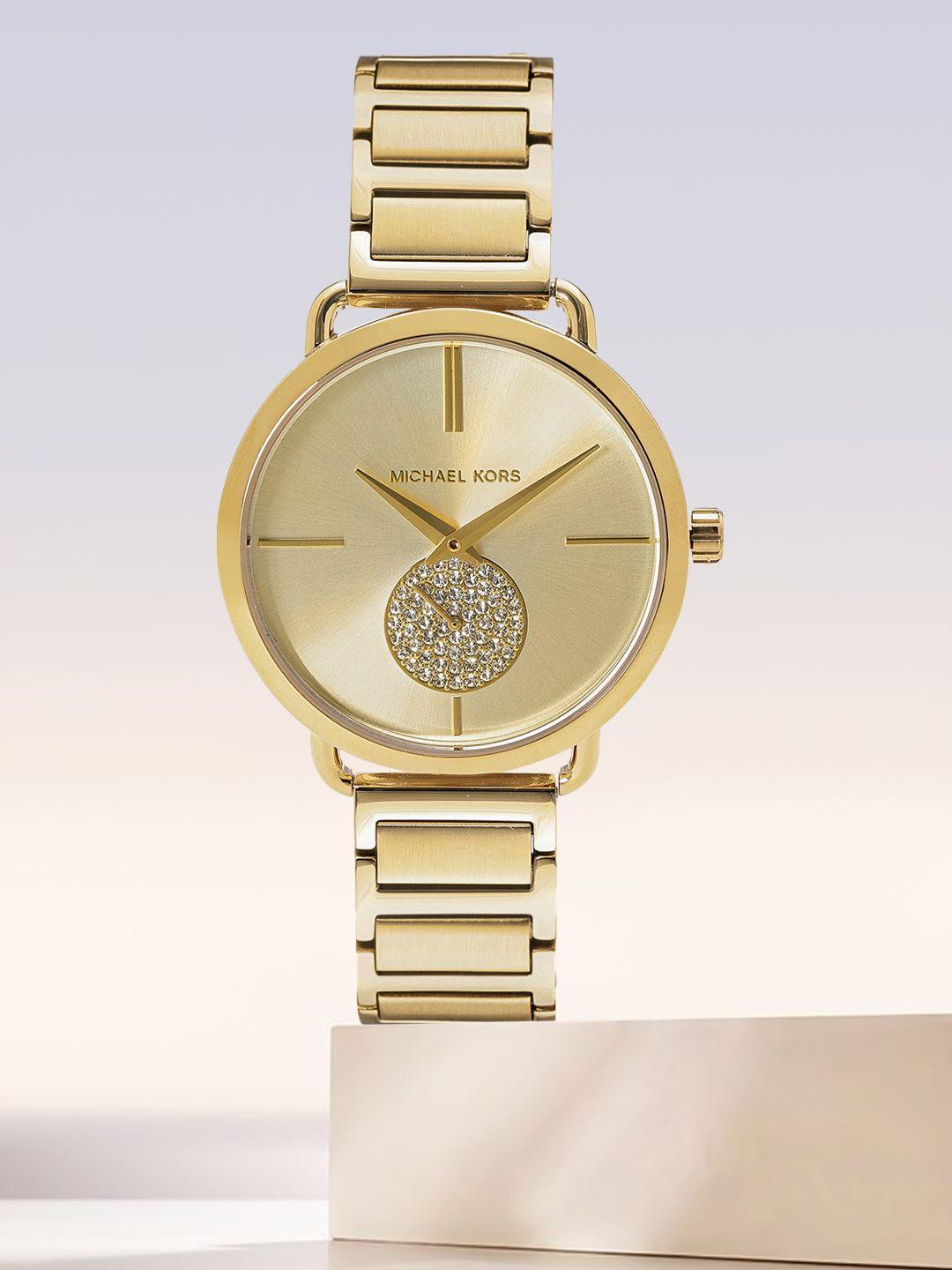 michael kors portia women gold analogue watch mk3639