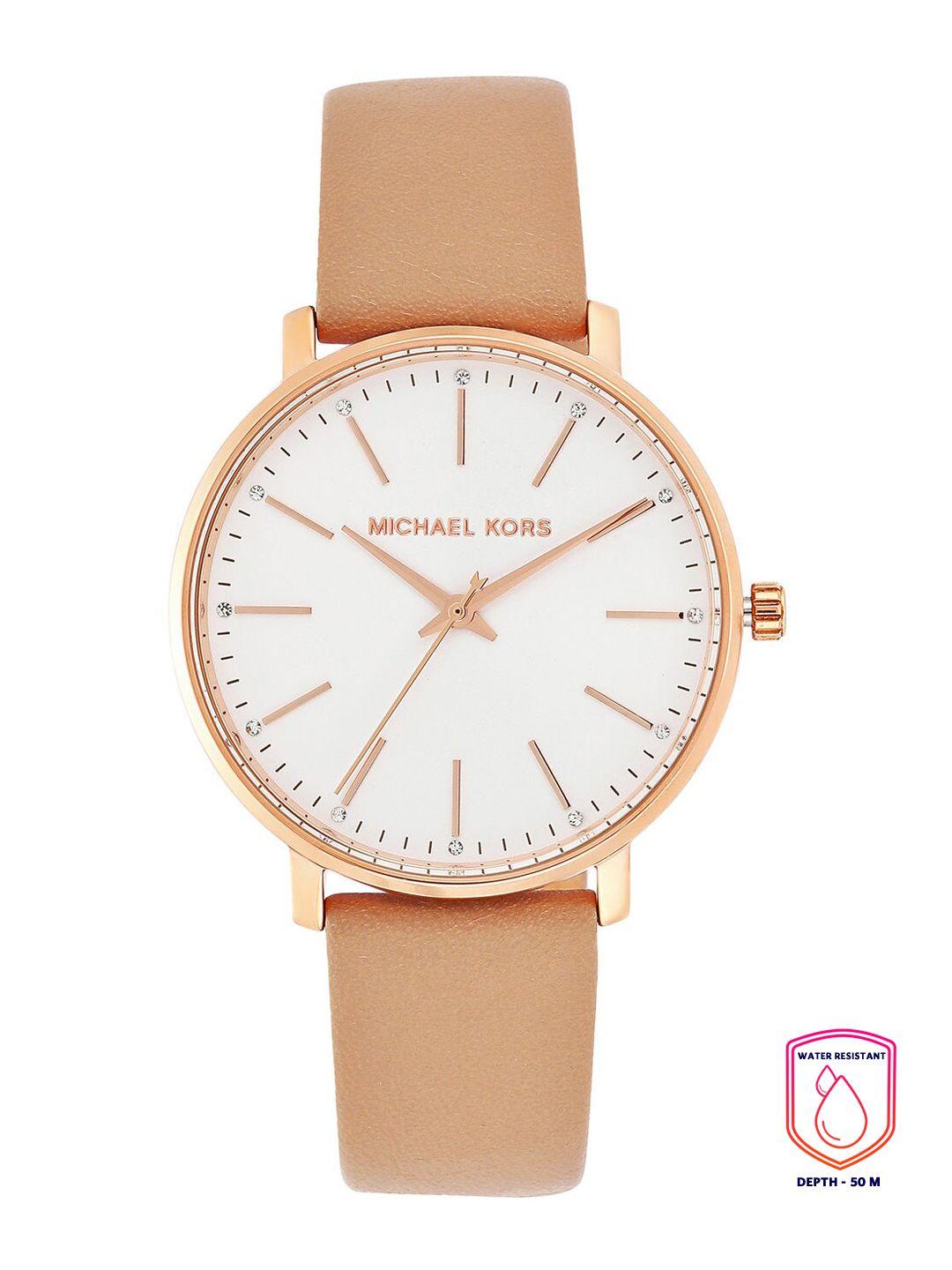 michael kors women brown analogue watch