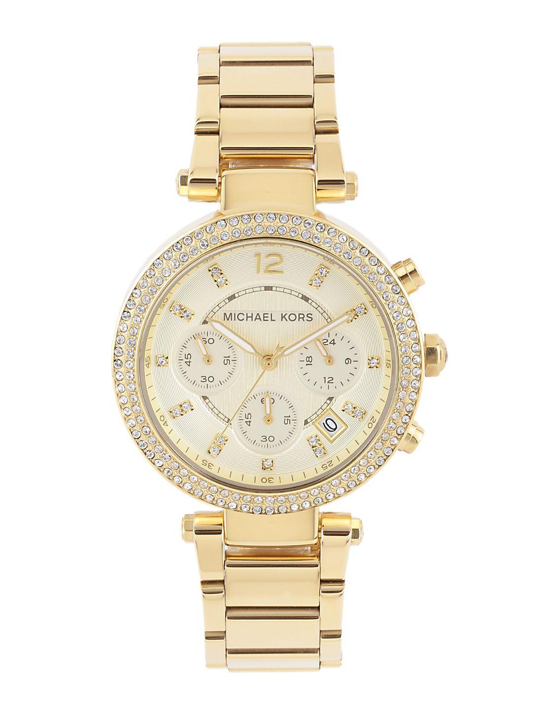 michael kors women chronograph cream-coloured dial watch mk5354i