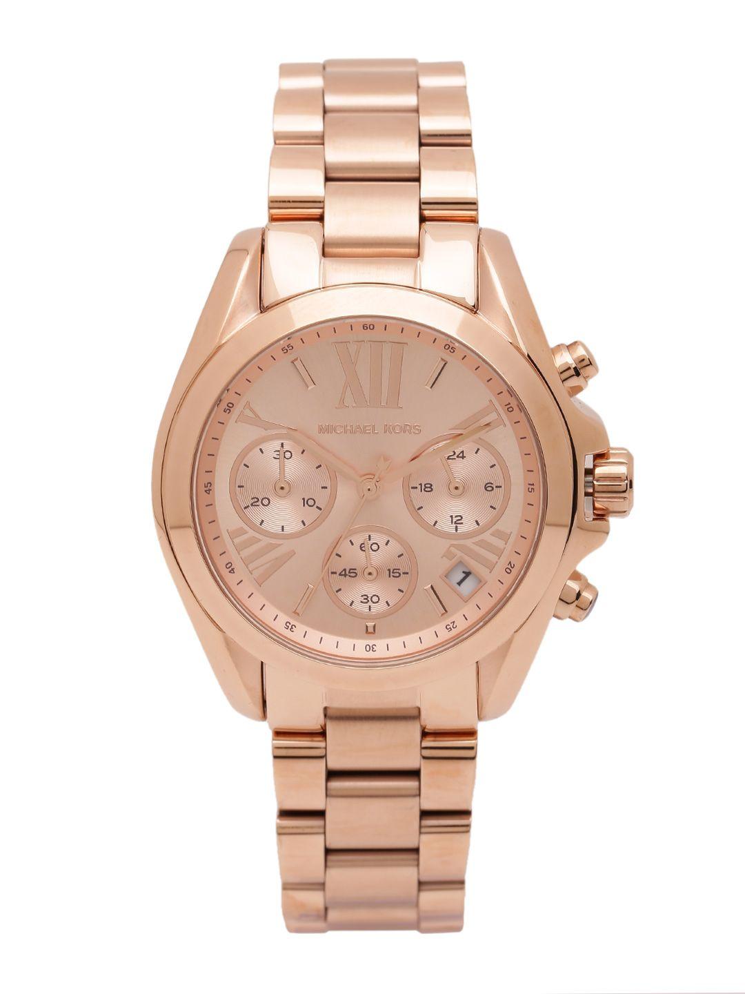 michael kors women chronograph rose gold-toned dial watch mk5799i