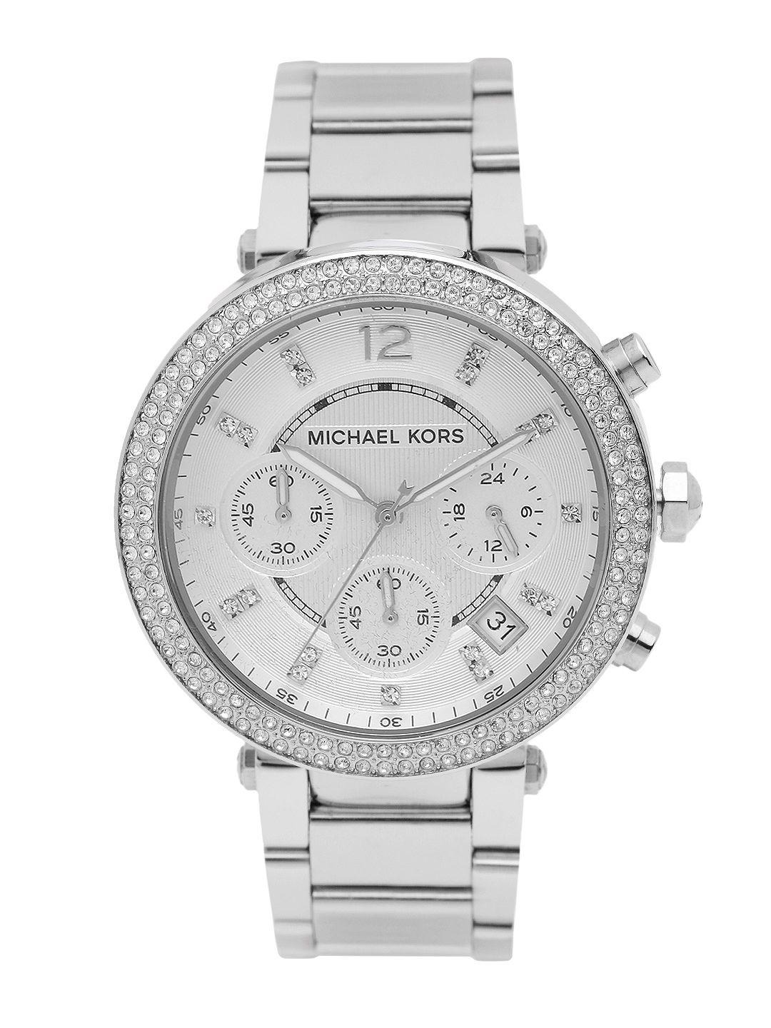 michael kors women chronograph white dial watch mk5353i