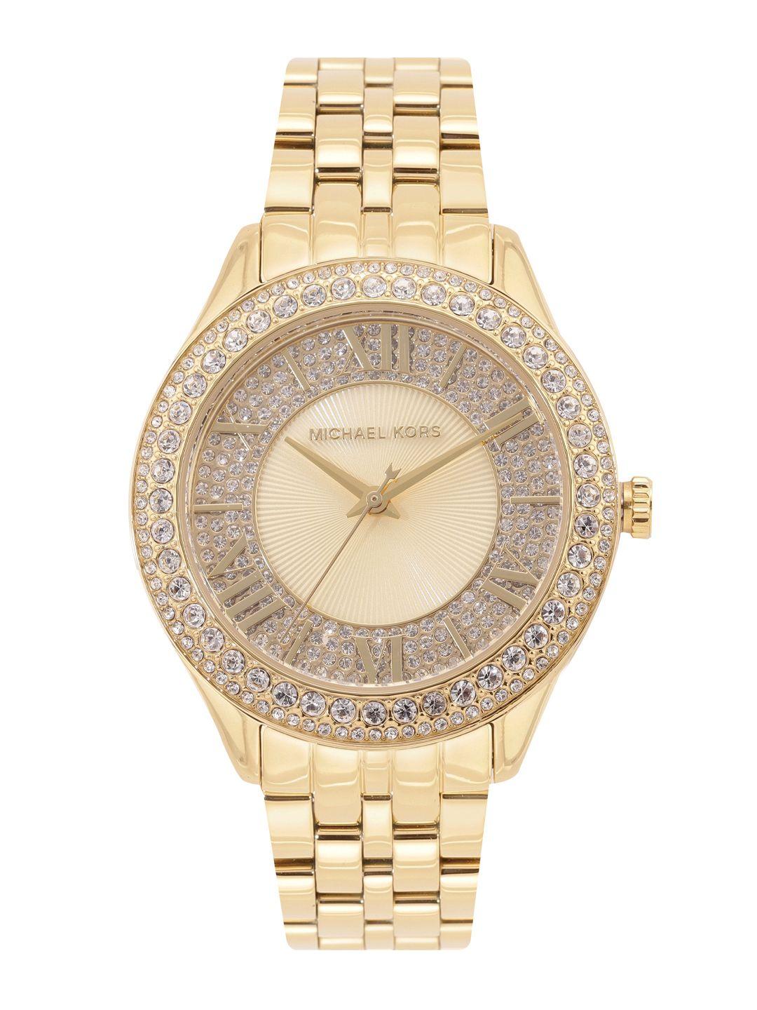 michael kors women embellished dial & stainless steel bracelet style analogue watch mk4709