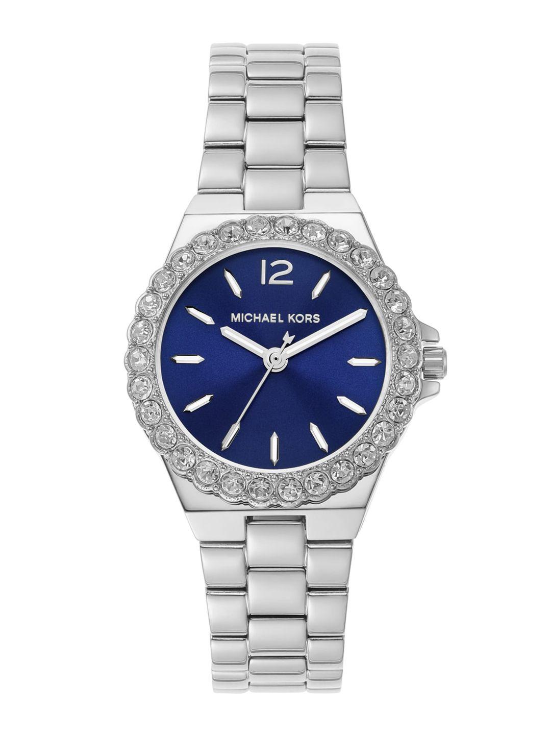 michael kors women embellished dial & stainless steel straps analogue watch mk7397