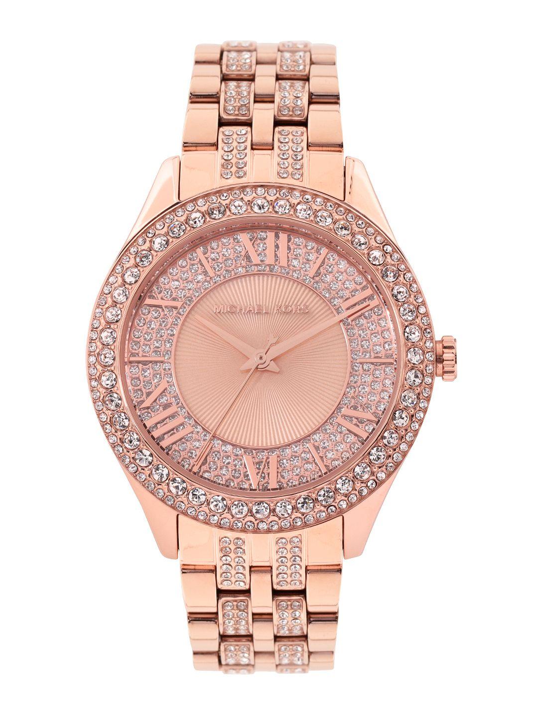 michael kors women embellished harlowe analogue watch mk4710