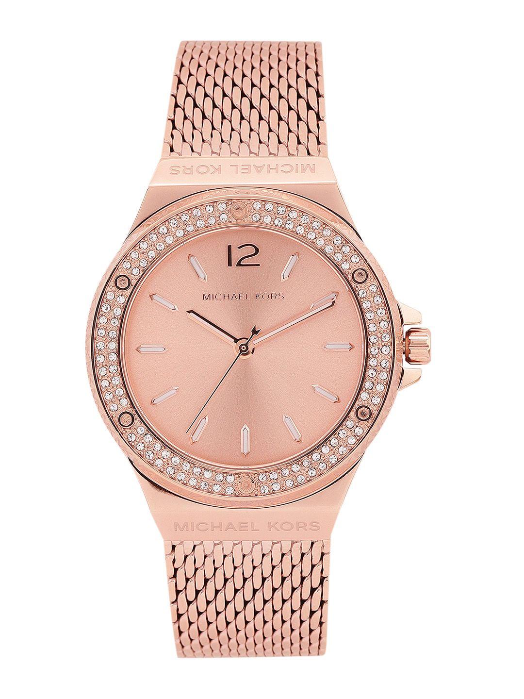 michael kors women embellished lennox bracelet style watch mk7336-rose gold