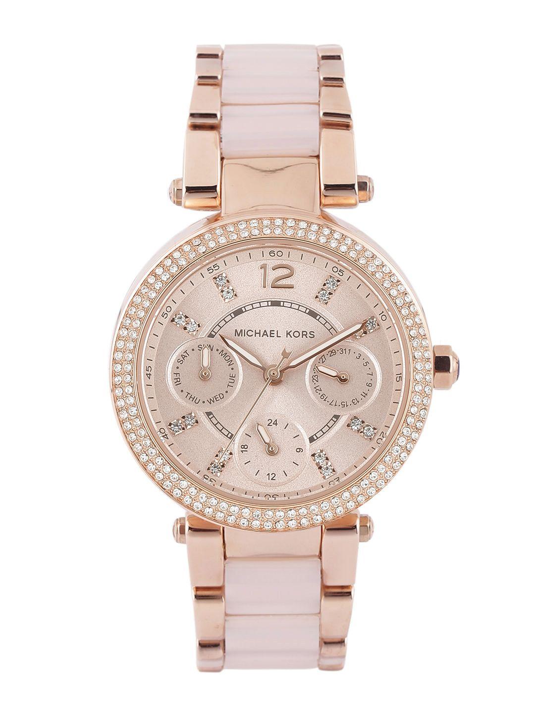 michael kors women pink dial watch mk6110