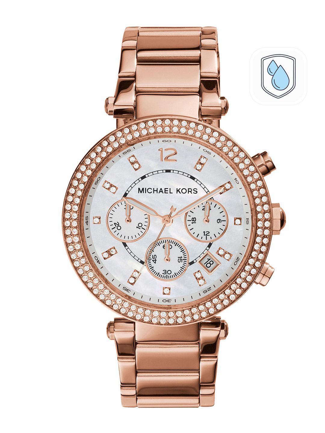 michael kors women rose gold analogue watch