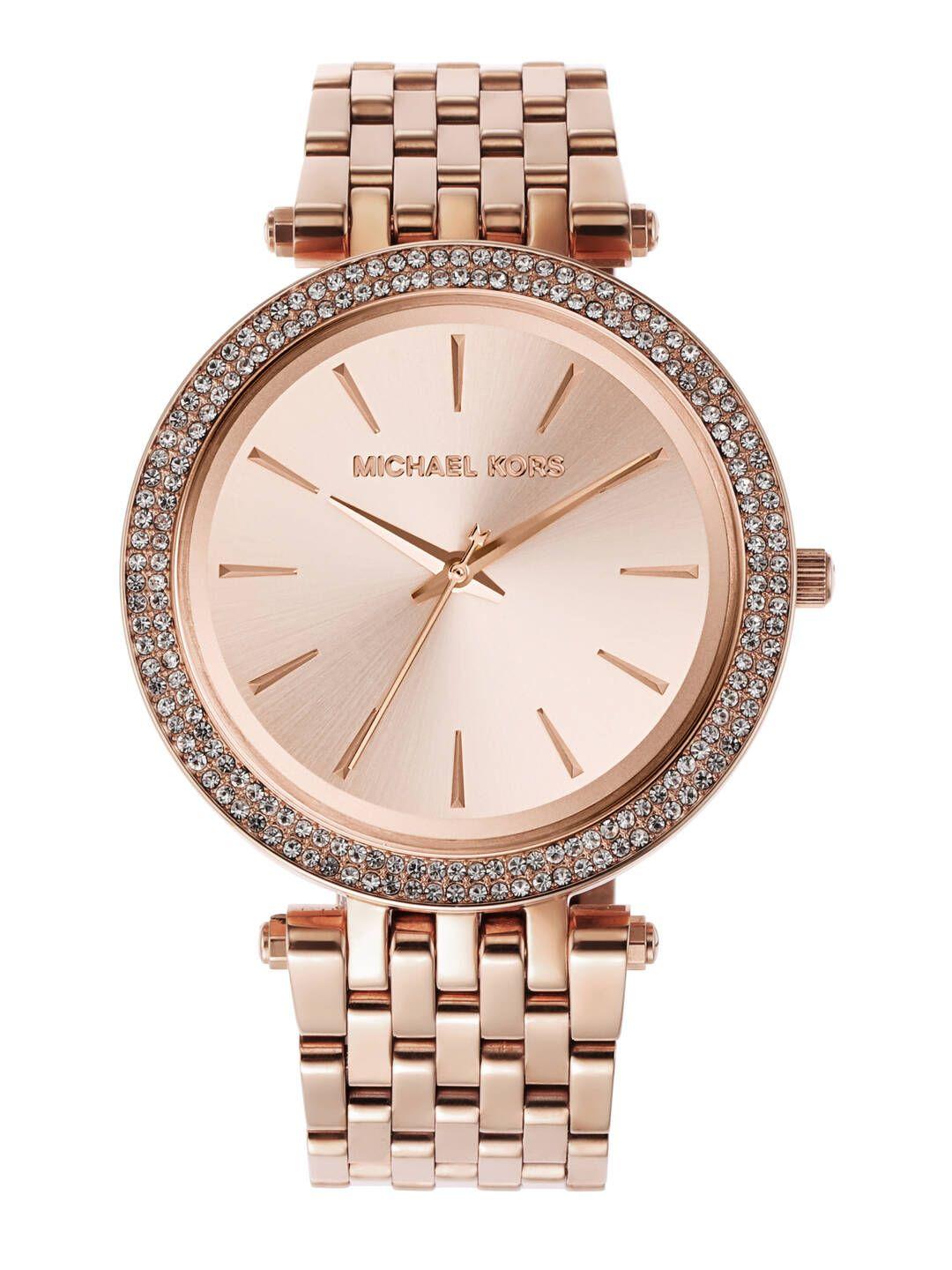 michael kors women rose gold-toned dial watch mk3192i