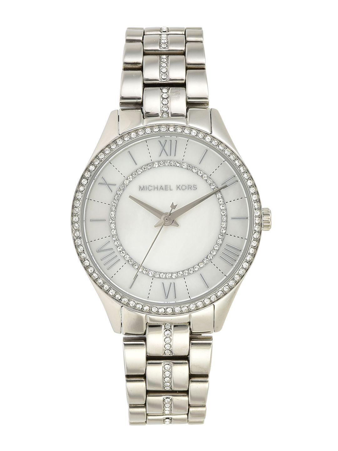 michael kors women silver-toned analogue watch mk3900