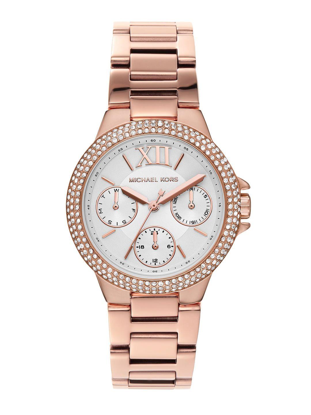 michael kors women white analogue watch