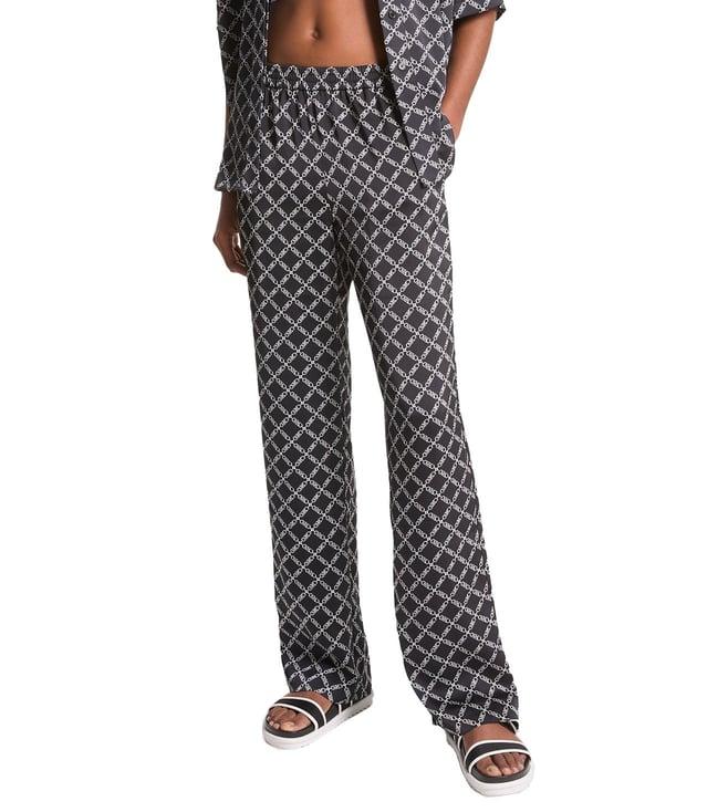 michael michael kors black & white logo regular fit trousers