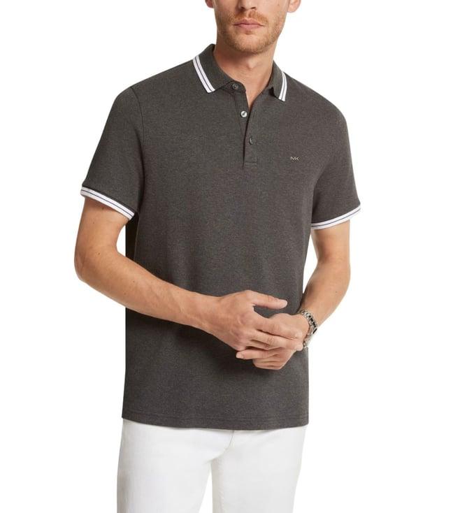 michael michael kors charcoal melange greenwich regular fit polo t-shirt