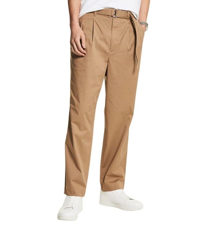 michael michael kors khaki regular fit pleated trousers