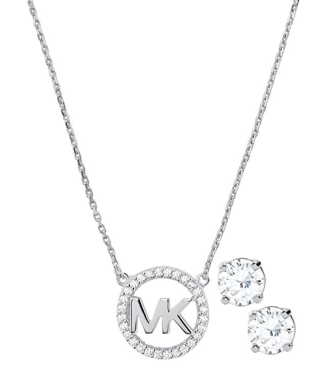 michael michael kors silver premium necklace & earring set