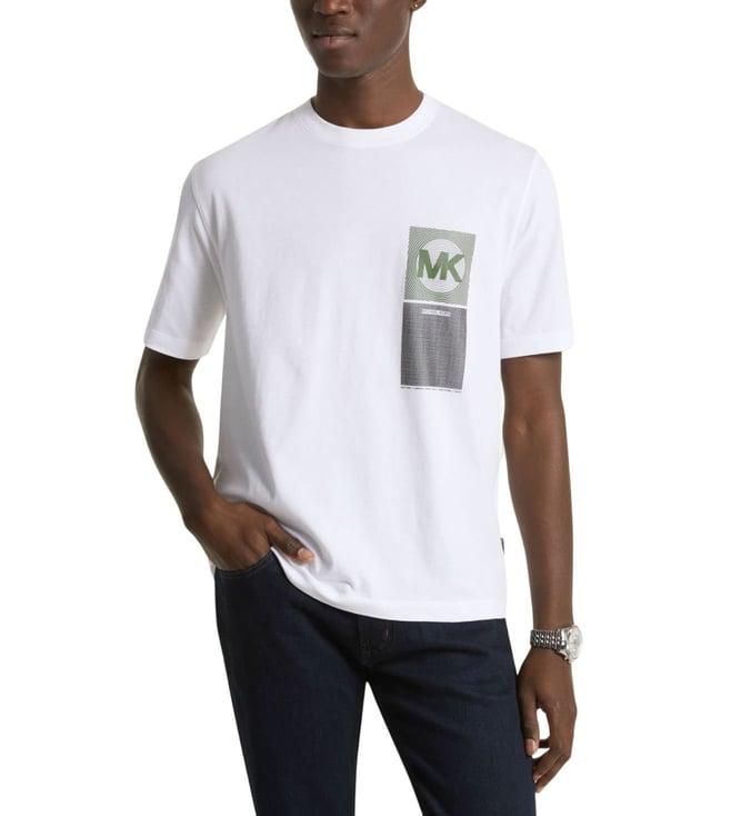 michael michael kors white graphic logo relaxed fit t-shirt