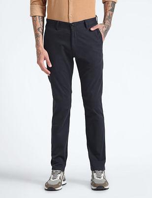 michael slim tapered fit solid trousers
