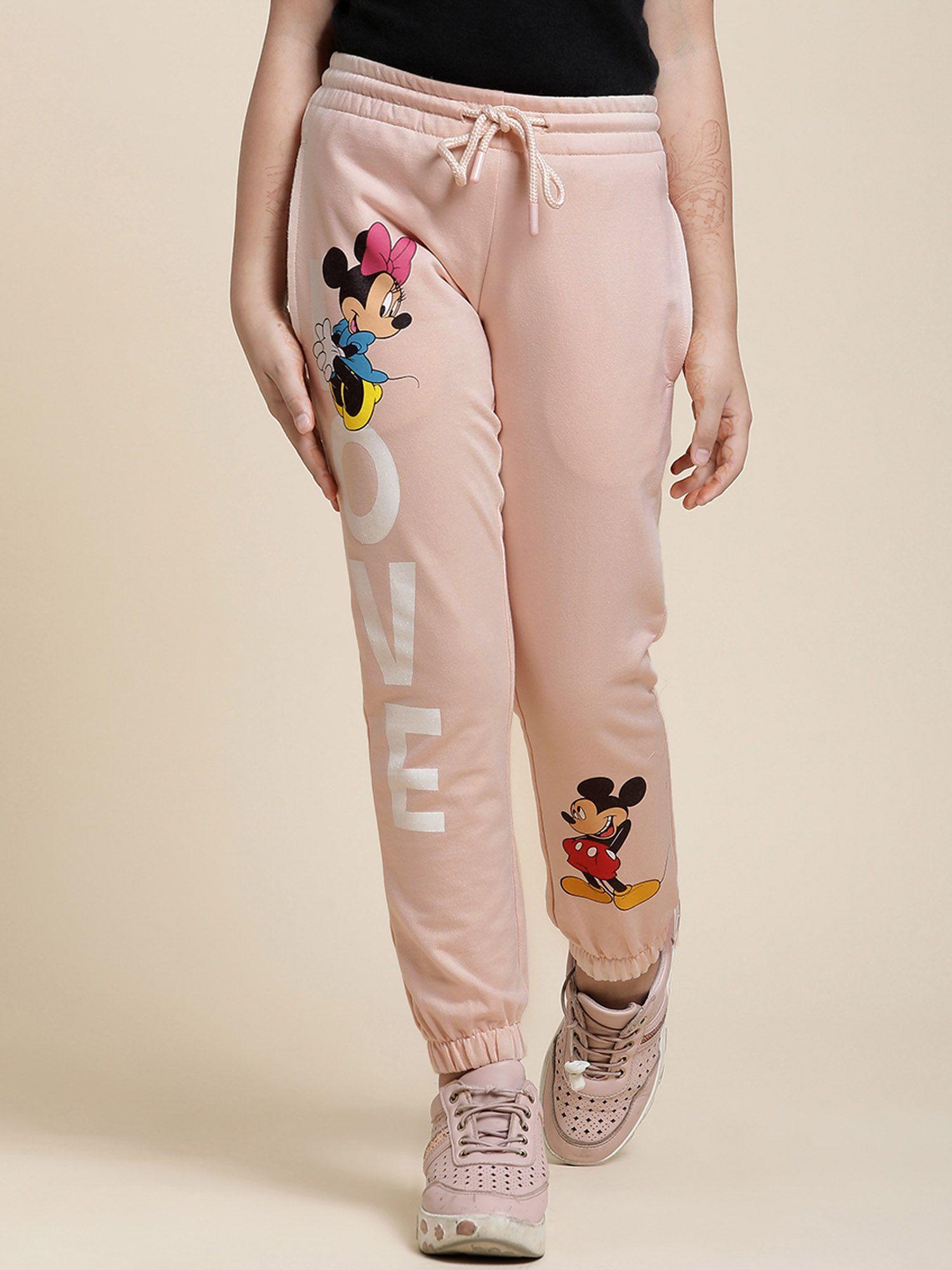 mickey & friends printed pink jogger for girls