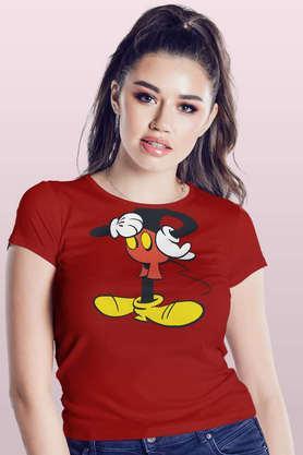 mickey body round neck womens t-shirt - red