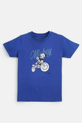 mickey let's go ride cotton t-shirt for boys - blue