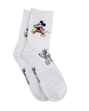 mickey mouse print ankle-length socks