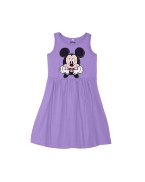 mickey mouse print cotton a-line dress