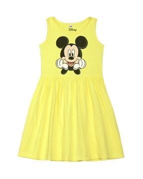 mickey mouse print cotton a-line dress