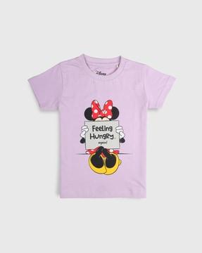 mickey mouse print round-neck cotton t-shirt