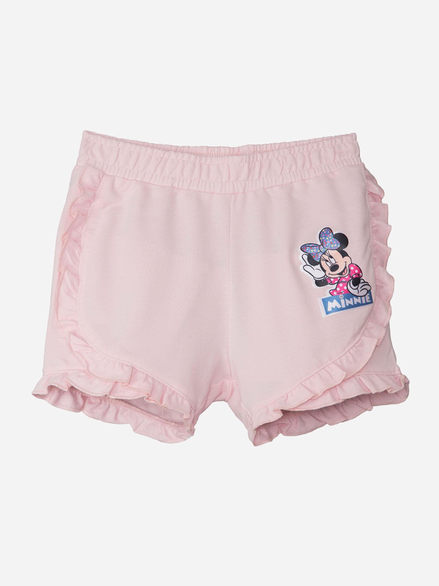 mickey & friends pink ruffled shorts