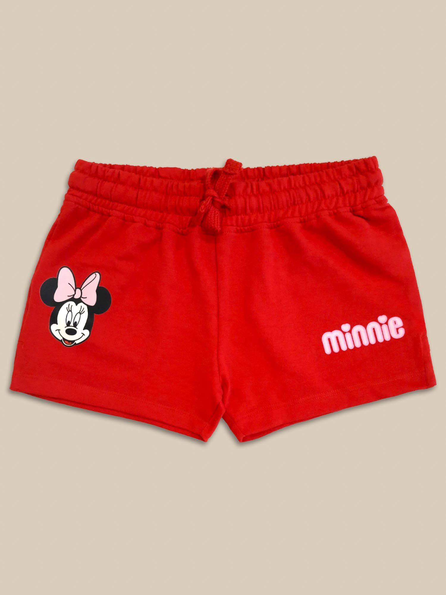mickey & friends printed red shorts for girls
