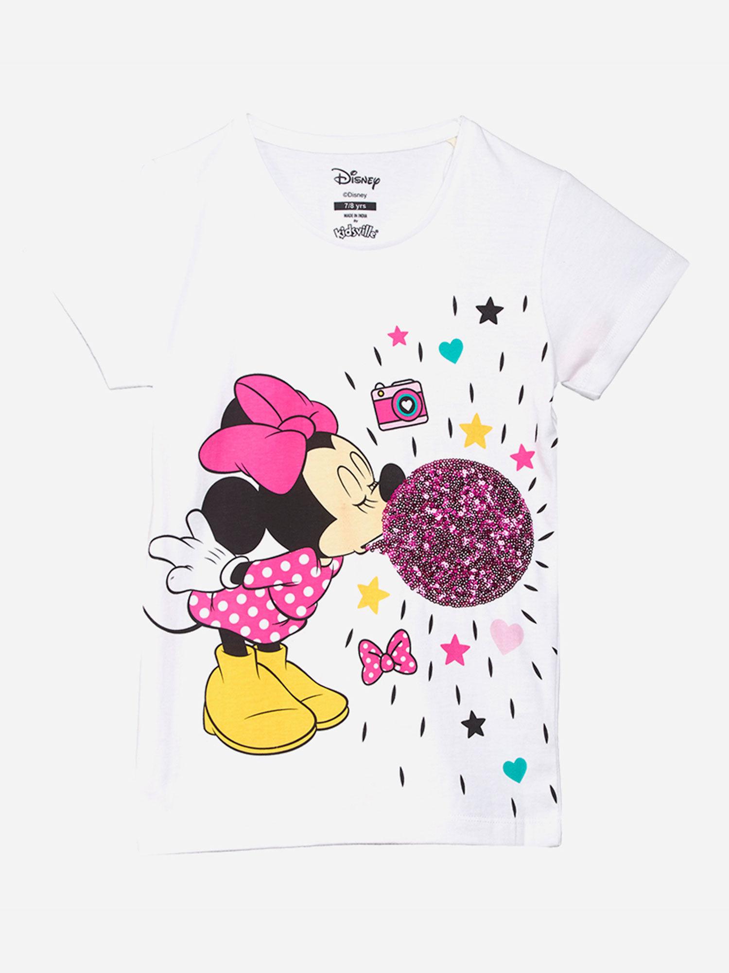 mickey & friends white cap sleeves t-shirt