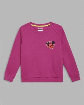 mickey-mouse print round-neck sweatshirt