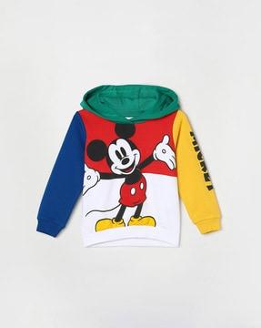 mickey mouse print cotton hoodie